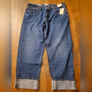 COPY - Universal Thread Women's Mid-Rise Cuffed 90's Baggy Jeans - Dark Wash Si…